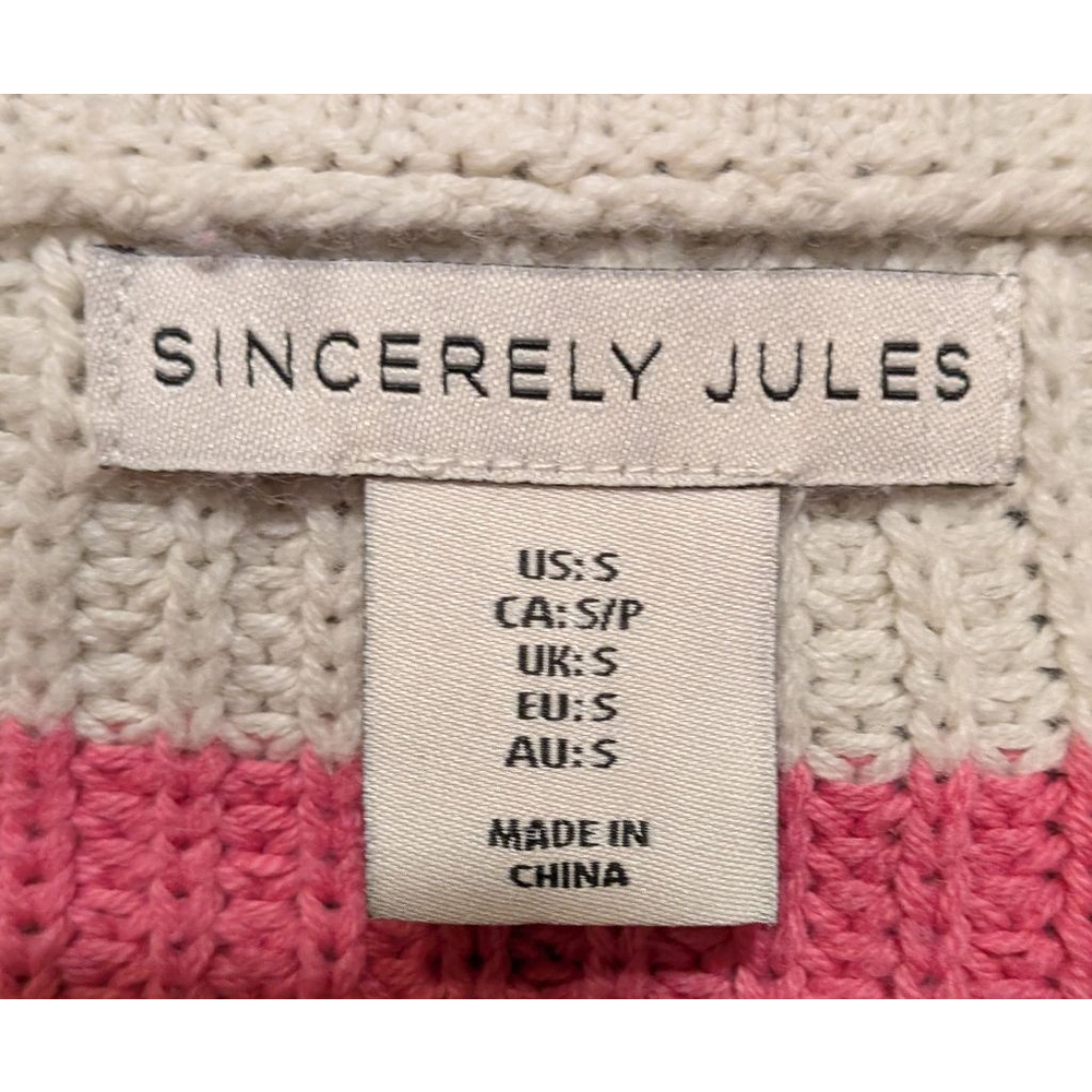 Women's Sincerely Jules 90s Retro Knit Striped Quarter-Zip Sweater S Multi-color - Picture 5 of 5